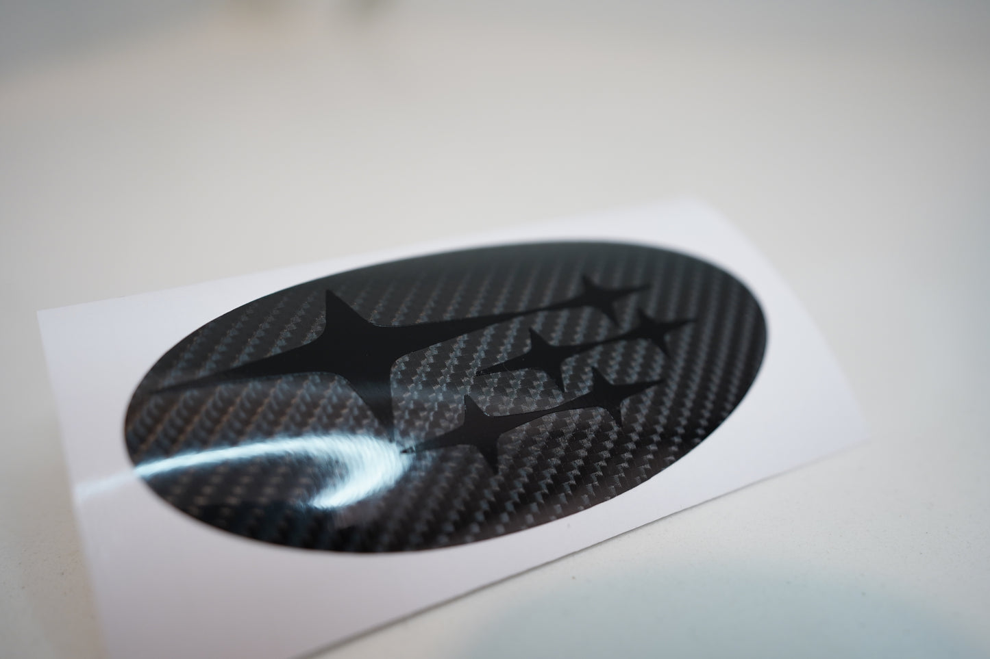 Subaru Emblem OVERLAY Oval DECAL Badge Carbon Fiber BLACKOUT