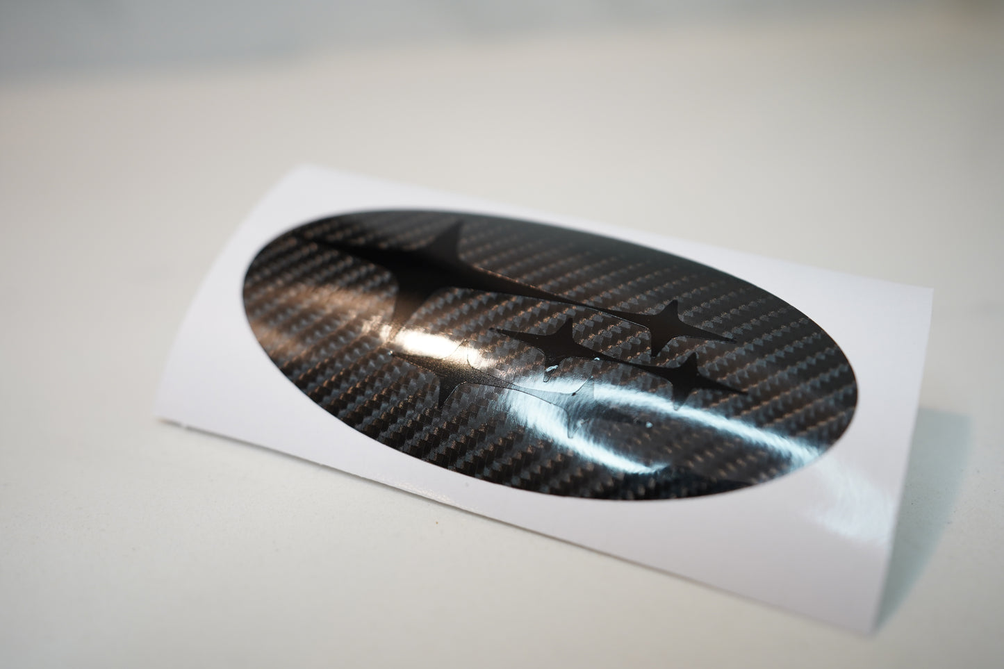 Subaru Emblem OVERLAY Oval DECAL Badge Carbon Fiber BLACKOUT