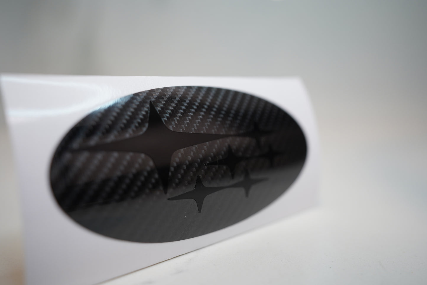 Subaru Emblem OVERLAY Oval DECAL Badge Carbon Fiber BLACKOUT