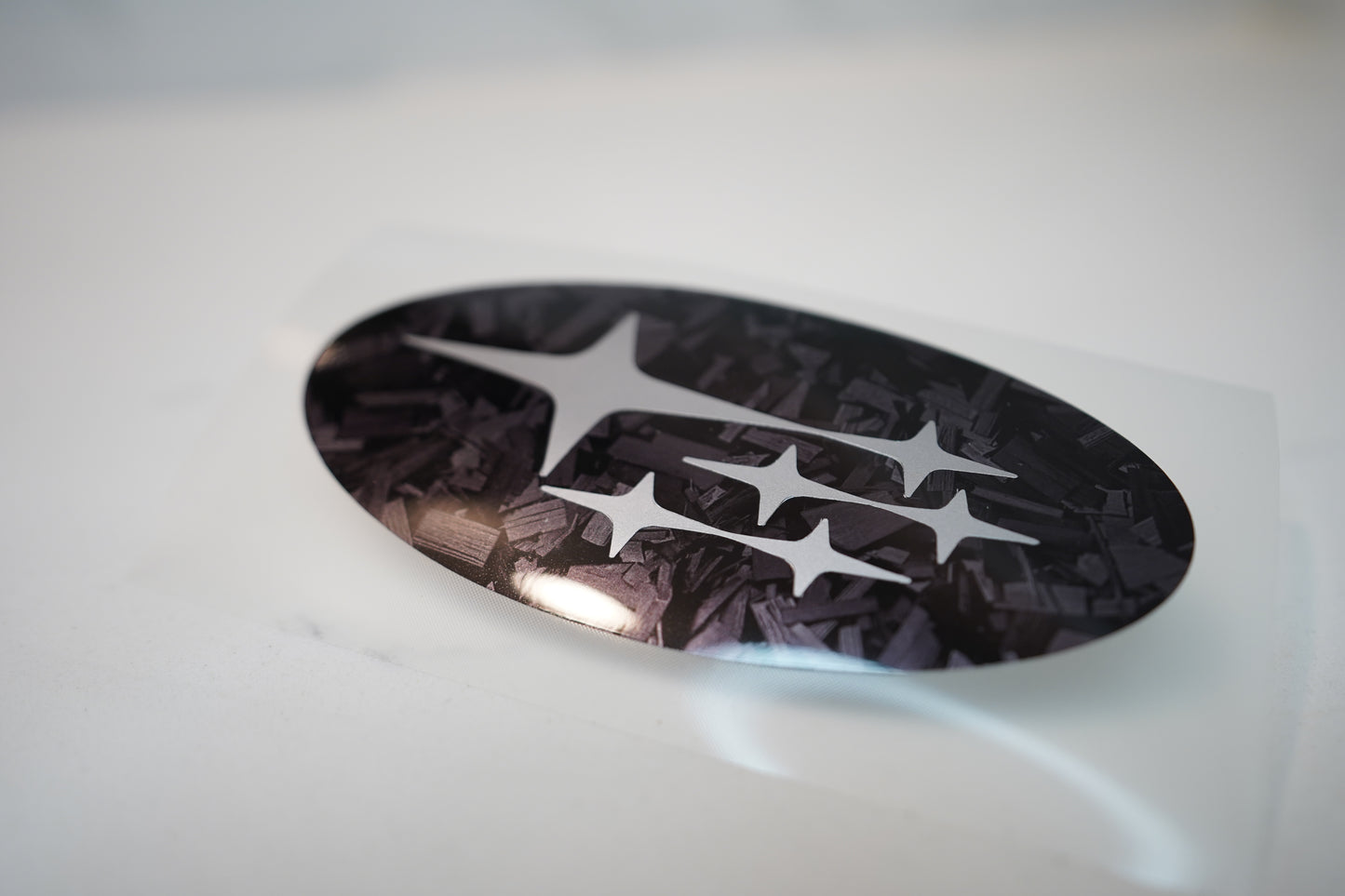 Subaru Emblem OVERLAY Forged Carbon Fiber Oval Decal Badge