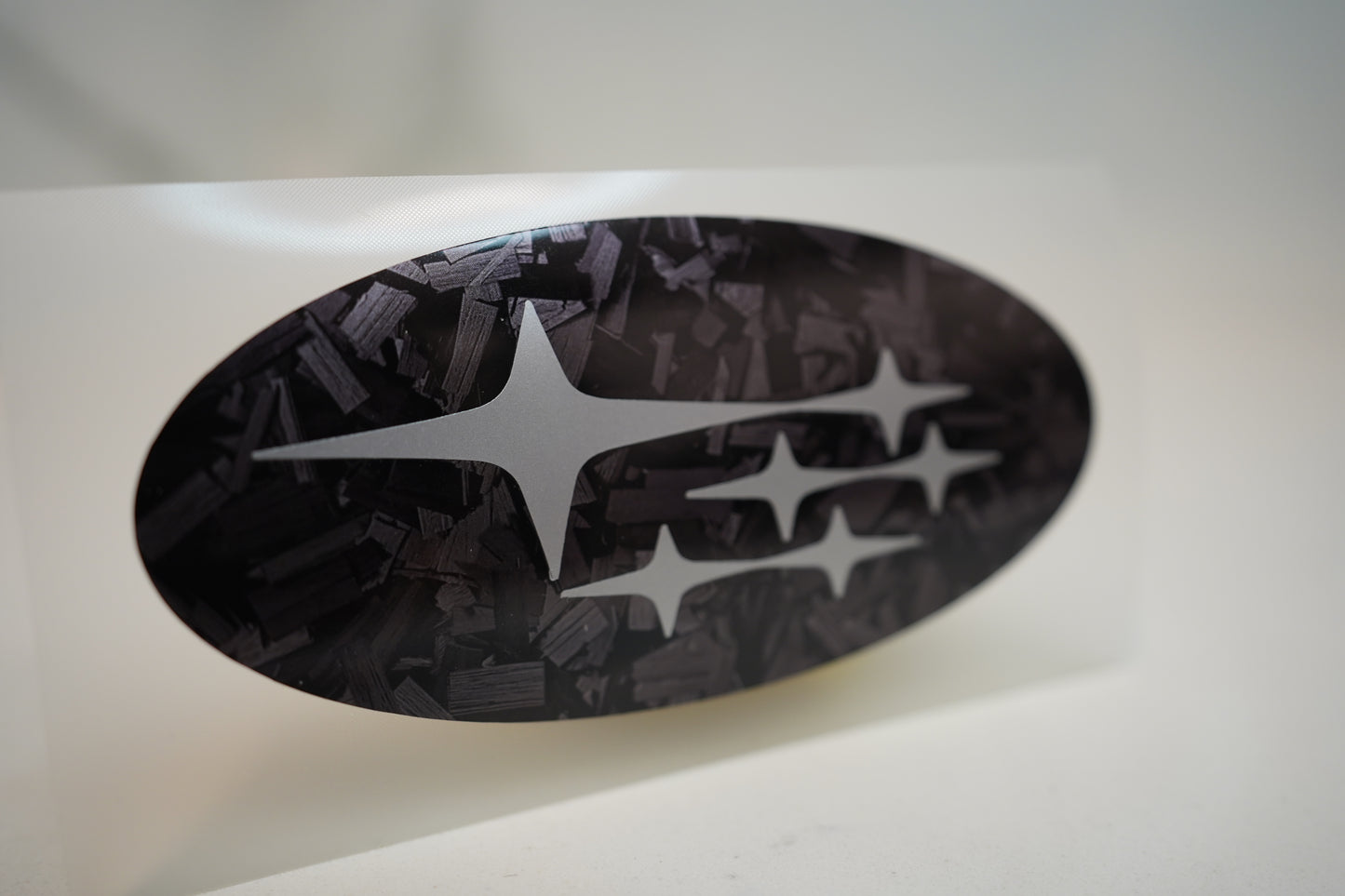 Subaru Emblem OVERLAY Forged Carbon Fiber Oval Decal Badge