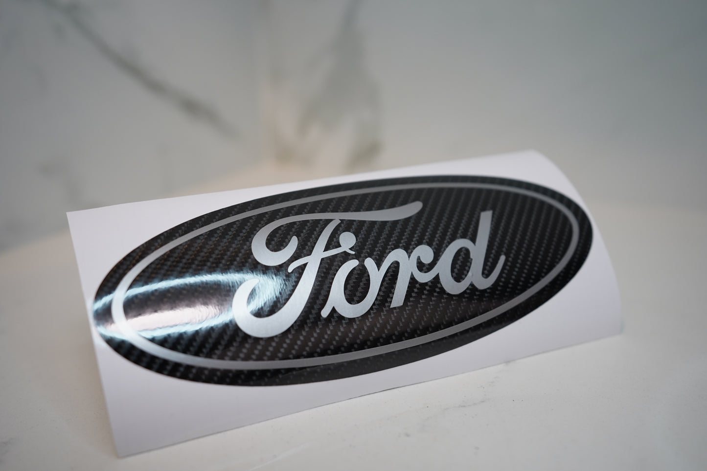 Ford Gloss CARBON FIBER Emblem Overlay Oval Decal Sticker Realistic