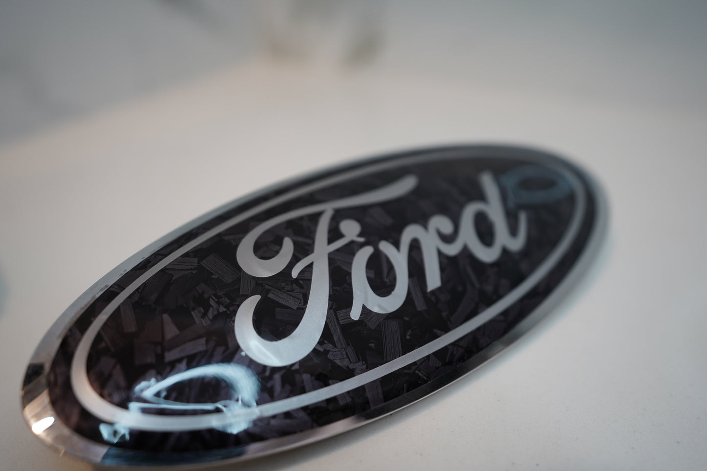 Ford Gloss Forged CARBON FIBER Emblem Overlay Oval Decal Sticker