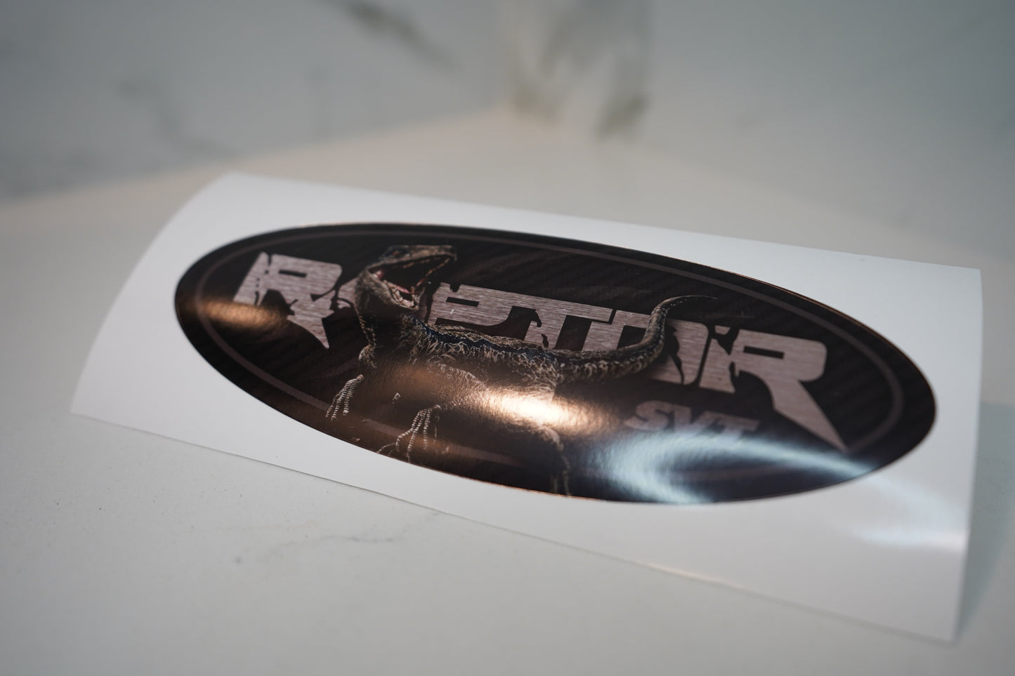 Ford Raptor Emblem Overlay Dinosaur Oval Vinyl Decal Sticker