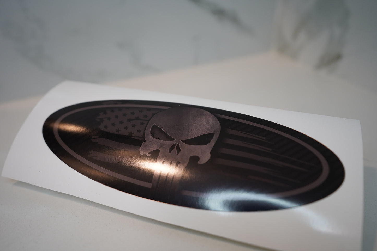 Ford Punisher American Flag Emblem Overlay Blackout Oval Decal Sticker