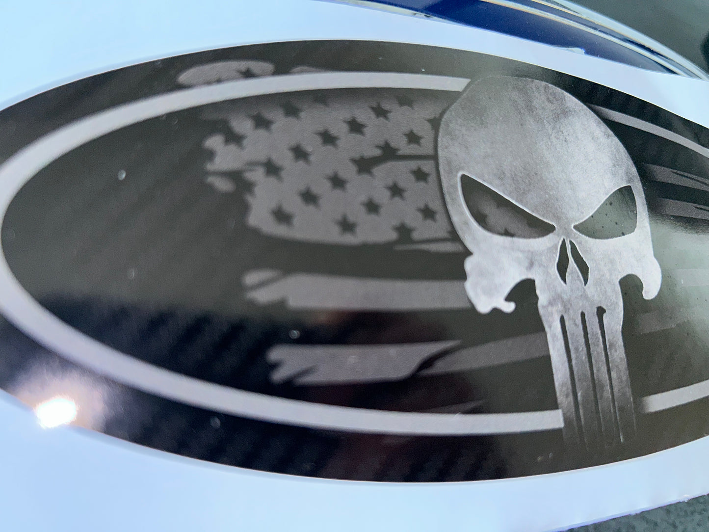 Ford Punisher American Flag Emblem Overlay Blackout Oval Decal Sticker