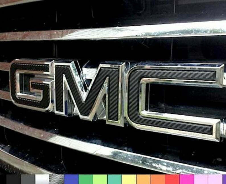GMC Sierra 2500 / 3500 CARBON FIBER Emblem Badge Overlay Vinyl Sheets Decal Sticker Wrap U-Cut Trim