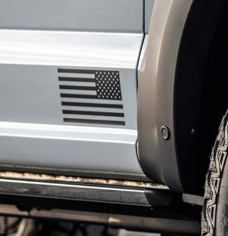 Ford f150 ROUSH Style Black AMERICAN Flag Vinyl Decals America Sticker Set of 2
