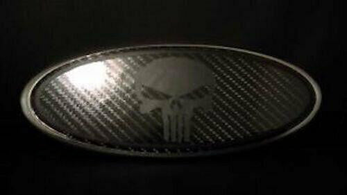 Ford Oval Punisher Skull Emblem Carbon Fiber Overlay Badge BLACKOUT Vinyl Decal