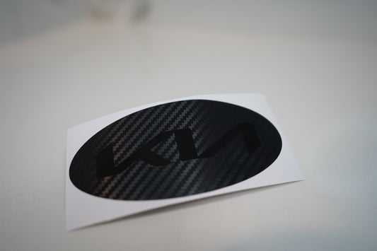 KIA New Carbon Fiber Blackout Oval Badge Emblem Decal Overlay Insert Inlay Cover