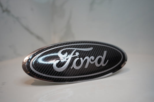 Ford Gloss CARBON FIBER Emblem Overlay Oval Decal Sticker Realistic