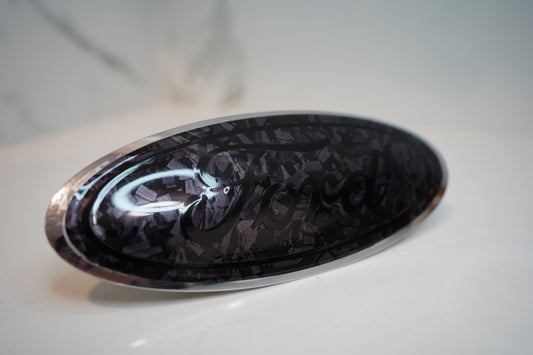 Ford Gloss Forged CARBON FIBER Emblem Overlay BLACKOUT Oval Decal Sticker