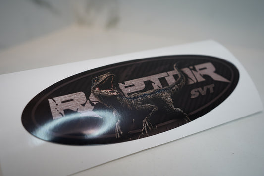 Ford Raptor Emblem Overlay Dinosaur Oval Vinyl Decal Sticker