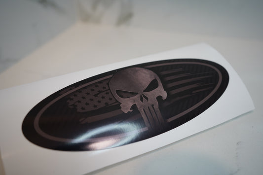 Ford Punisher American Flag Emblem Overlay Blackout Oval Decal Sticker