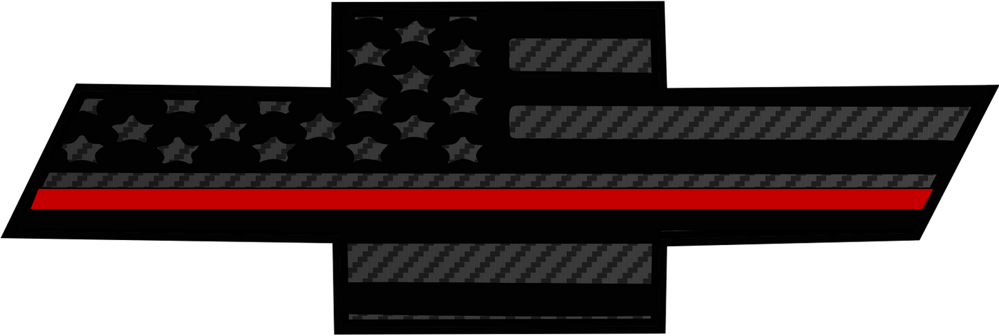Chevy Bowtie American Flag Fire Dept EMS Thin Red Line Emblem Overlay Badge Decal Sticker