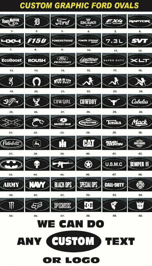 Your Custom Ford Oval Emblem Badge Overlay Vinyl Decal Sticker Any Text / Logo