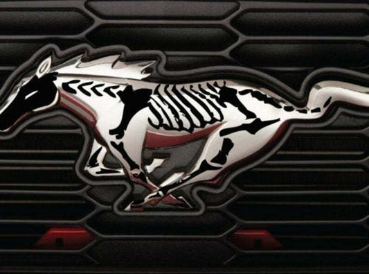 15-19 Ford Mustang Pony Grill Emblem Overlay SKELETON Bones Decal Sticker Horse