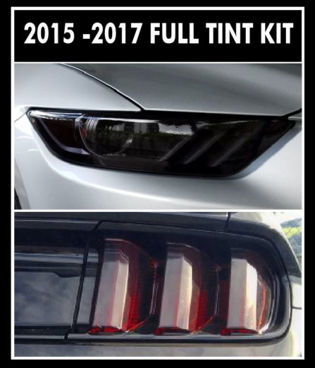 15-17 Ford Mustang Full Blackout Headlight Tail Light Lens Decal Smoke Tint Kit