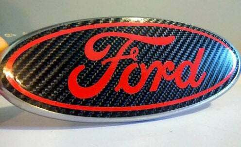 Ford Oval Emblem CARBON FIBER + COLOR Overlay Badge Decal Sticker