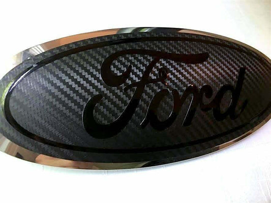 CARBON FIBER Emblem Overlay Oval Vinyl Decal Fits Ford Any Year / Model